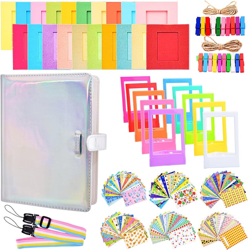 Sunmns Accessories Bundle Kit Compatible with Fujifilm Instax Mini 12 11 9 8 90 70 Instant Camera, Include Album, Film Stickers, Photo Frames, Hanging Frame, Strap (Bright Silvery) - Image 1